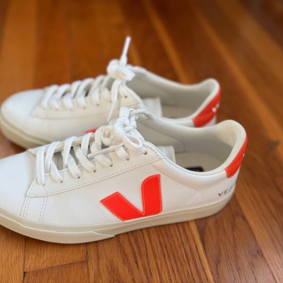 VEJA CAMPO LEATHER WHITE ORANGE - Picture 6 of 8